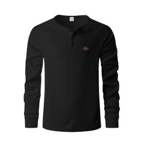 Waffle Buckle Quick-drying Raglan Henry Long Sleeve (Option: Black-XXL)